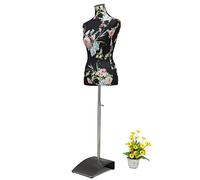 Loywe Manichino da sartoria, busto Torso da Donna per vetrine, con altezza regolabile Base quadrata in metallo Gr. 36/38 Nero e rosso LW6022