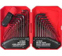 LOZAGU Set di 35 chiavi a brugola di alta qualità, set di chiavi a brugola SAE e metriche, SAE 0,03-3/8" e metriche 0,7 mm-10 mm, in acciaio al cromo vanadio