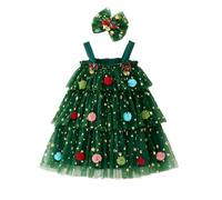 lozssnigzi Vestito Natale Bambina Abito Elfo Elegante Vestiti Bambina Invernale Costume Verde Abito Natalizio Bambina Principessa Vestito Natale Neonata Sposa per 6 mesi - 6 anni