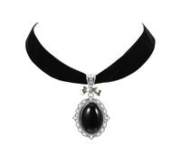 LOZTBUE 1 Pezzo Collana Costume Tradizionale Collana da Donna con Diamanti Gotici Neri Collana Gotica Regolabile Collana con Ciondolo in Velluto Vintage per Ragazze Sposa Halloween Cosplay