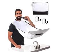 LOZTBUE 1 pezzo grembiule da barba bianco per lo styling della barba, pettorina impermeabile per la cura della barba con 3 ventose, regalo in tessuto della serie uomo