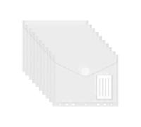 LOZTBUE 10 Pezzi Buste Portadocumenti A5 Trasparenti 23x18cm, Cartelline Porta Documenti Impermeabili in Plastica con Bottone e Tasca Porta Etichetta Ideali per Casa, Ufficio e Archivio (7 Forate)