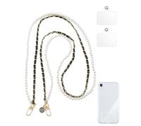 LOZTBUE 1Pcs Cordino per Cellulare Pearl con 2 Patch Universali, Porta Cellulare da Collo, Laccio per Cellulare da Collo per Custodia, Borsa e Borsetta, Laccetto per Cellulare per Tutti Gli Smartphone