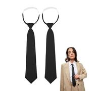 LOZTBUE 2 cravatte nere da donna, cravatte lunghe, cravatte uniformi, cravatte strette, cravatte regolabili, adatte a feste di laurea per ragazze, affari, matrimoni (25)