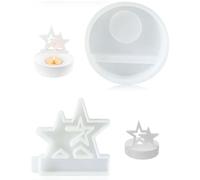 LOZTBUE Stampo in silicone a forma di stella, adatto per porta tè e portacandele,uno stampo da colata con base rotonda, uno stampo decorativo fai da te, adatto per stampi da colata in silicone