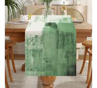 LOZULO Runner da tavola verde salvia, lungo 183 cm, vintage, rustico, decorazione per tavolo rotondo, runner da tavolino da caffè, festa di nozze, San Valentino, tovaglia 33 x 183 cm