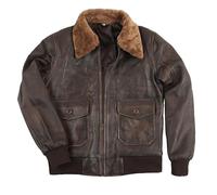 LP-FACON G1 Giacca Marrone Distressed US Navy Air Force Flight Bomber WW2 Vera Pelle Aviatore Giacca Uomo, Marrone invecchiato., L