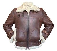 LP-FACON - Giacca da uomo B3 in pelliccia nera aviatore con cappuccio in shearling, pilota da volo, in vera pelle di montone - Giacche da bombardiere ww2, XL