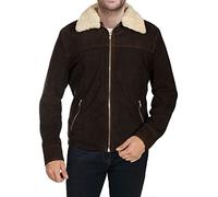 LP-FACON Giacca in pelle da uomo Star Space Solitary Warrior Cosplay Costume marrone | Han A Star Story Solo Giacca in pelle scamosciata, Marrone con collo in pelliccia, M