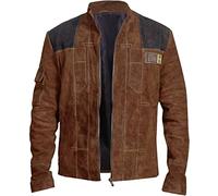 LP-FACON Han Solo Star Wars Superhero - Giacca in pelle scamosciata marrone per uomo