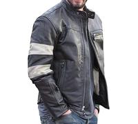 LP-FACON Keanu Reeves - Giacca da motociclista da uomo, in pelle di agnello, colore: nero, Nero , M