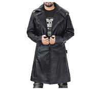 LP-FACON Ryan Gosling Blade Officer K Runner 2049 Giacca - Spolverino in pelle da uomo - Trench in pelle nera con collo di pelliccia, Vera pelle nera., XXXXL