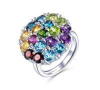 LP LOHASPIE Anelli da donna in argento sterling 925 con pietre preziose naturali placcate in rodio gioielli regali compleanno Natale per fidanzamento promessa matrimonio (Colorato, Taglia USA 9)