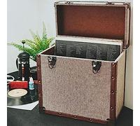 GREY FABRIC LP Record Storage Carry Case NUOVO