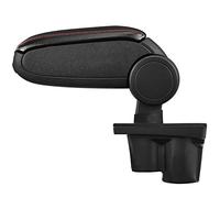 LP Trade Bracciolo centrale per Adam | Accessorio per console di stoccaggio e poggiambraccio con vano portaoggetti | Parte interna dell'auto | Ecopelle nera - Cucitura rossa