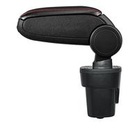 LP Trade Bracciolo centrale per Karl | Accessorio per console di stoccaggio e poggiambraccio con vano portaoggetti | Parte interna dell'auto | Ecopelle nera - Cucitura rossa