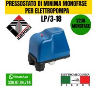 LP3-18 PRESSOSTATO DI MINIMA REGOLABILE X ELETTROPOMPE 0,5-2 BAR ITALTECNICA