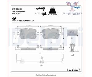 LP5032EV Kit pastiglie pattini freno Delphi Posteriore per AUDI E-TRON
