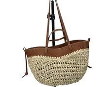 LPACXBYD Borsa Spiaggia Intrecciata Borsa tote da donna intrecciata a mano, grande cestino for verdure con shopping casual intrecciato all'interno della spalla sotto le ascelle(Style B White)