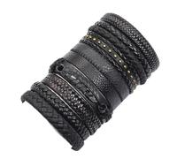 LPACXBYD Bracciale Corde Intrecciata 10 pezzi/set braccialetti da uomo fatti a mano intrecciati con avvolgimento nero braccialetto in pelle donna maschile(Style 16)