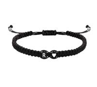 LPACXBYD Bracciale Corde Intrecciata Bracciale a forma di cuore con lettera AZ 26 fatto a mano, corda intrecciata, donna, uomo, iniziali, nome, coppia braccialetti regolabili