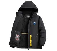 LPAEBGW Jacket Invernale Uomo Hu.sa.be.rg, Invernale Cappotto Caldo a Manica Lunga, Sweatshirt Patchwork, per Autunnale, Lunghe(Black,4XL)