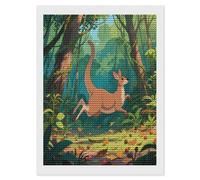 LPAGBCNU Kit per pittura con diamanti 5D con canguri nella giungla, per adulti e principianti, grande pittura rotonda fai da te con diamanti a puntini per pittura da parete con gemme per regalo