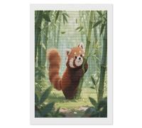 LPAGBCNU Kit per pittura con diamanti 5D con panda rossi nella foresta di bambù, per adulti e principianti, grande pittura rotonda con diamanti fai da te, pittura a puntini con diamanti, decorazione