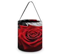 LPAGBCNU Secchiello per caramelle di Halloween raffigura una rosa nera, bianca e rossa, dolcetto o scherzetto, borsa per caramelle di Halloween con manici, cestini riutilizzabili per caramelle per