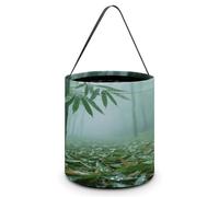 LPAGBCNU Secchio per caramelle di Halloween raffigurante una foresta di bambù sotto la pioggia Dolcetto o scherzetto Borse di Halloween Candy Tote Bag con manici Cesti di caramelle riutilizzabili per