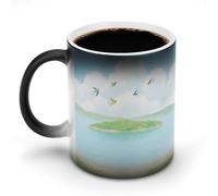LPAGBCNU Tazza da caffè da 325 ml con isola di gabbiano, tazze da caffè che cambiano colore, con manico, tazza magica sensibile al calore, per donne e uomini, divertente tazza in ceramica per tè