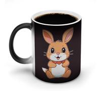 LPAGBCNU Tazza da caffè da 325 ml, con simpatico coniglietto in stile cartone animato, che cambia colore, con manico, tazza magica sensibile al calore, per donne e uomini, divertente tazza in ceramica