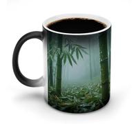 LPAGBCNU Tazza da caffè da 325 ml, motivo: foresta di bambù sotto la pioggia, tazze da caffè che cambiano il calore, con manico, tazza magica sensibile al calore, per donne e uomini, divertente tazza