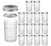 LPAGOLMIX Vasetti di Vetro per marmellata con Coperchio Jam Jars Glass Jars Pot 14 OZ Canning Jars Jelly Jars with Regular Silver Lids Ideal for Jam Honey Wedding Favors Shower Preserve Pots(250ml)