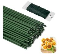 LPAMABA 100 Steli per Fiori Finti, Fili Floreali Verdi, Fili per Fiori Artigianali 30 cm di Lunghezza φ2 mm, Gambo Floreale Filo con 1 Rotolo di Filo Metallico da 0,7 mm x 23 Metri