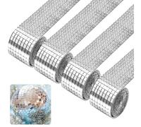 LPAMABA 4 Rotoli 6400 Pezzi Mini Mosaico Specchio Autoadesivo Mini Mosaico Piastrelle Autoadesive Quadrate 5 x 5 mm per Cucina, Bagno, Hotel, Ristorante (Argentato)
