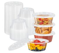 LPAMABA 50 Pezzi Contenitori Ermetici per Alimenti Piccoli 200ml Contenitori Plastica con Coperchio Piccoli, Riutilizzabili, Può Essere Congelato per Servire Salse, Condimenti, Snack, Zuppe