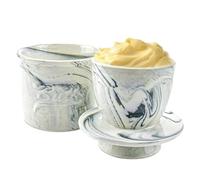 LPAMABA Barattolo di Burro in Ceramica,Contenitore per Burro con Coperchio,Ciotole da Burro in Porcellana,Burriera Ceramica Bianca,Portaburro da Tavola con Coperchio per Conservare il Burro