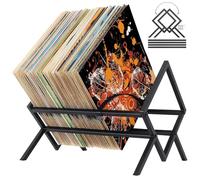 LPAMABA Espositore per Dischi in Vinile in Metallo,Supporto per Dischi in Ferro per CD,Scaffale per Dischi in Vinile, Contenitore per Dischi in Vinile per Libri, Album, Riviste, Documenti (Nero)