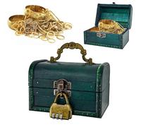 LPAMABA Scatole del Tesoro Vintage con Lucchetto,Scrigno del Tesoro in Legno con Lucchetto Pirati,Cofanetto del Tesoro in legno,Piccola Scatola Portaoggetti Baule per Gioielli, Collane, Orecchini