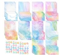 LPAMABA Set di Carta da Lettere e Buste Colorate, 50 Fogli + 50 Buste + 60 Adesivi, Design Moderno per Scrittura Creativa e Regali