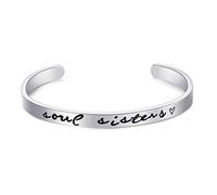 LParkin Braccialetto dell'amicizia con scritta "Soul Sister", regalo per migliore amica, Medio, Metallo