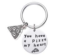 LParkin Coppia portachiavi carino regalo per fidanzato fidanzata divertente portachiavi pizza regali, bianco, Medium