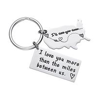 LParkin Portachiavi con relazione a lunga distanza I Love You More Than The Miles Between Us Going Away State Portachiavi, Portachiavi., I Love You Regali per Lui