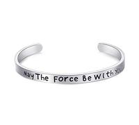 LParkin Star Wars - Braccialetti decorativi per donne e uomini, regali di Starwars, con scritta "May The Force Be with You", Medium, Metallo