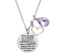 LParkin You are Braver Than You Believe Awareness collana portafortuna regalo di laurea migliore amico incoraggiamento regali e Acciaio inossidabile, colore: Giugno, cod. Braver-necklace-0722