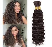 LPARMJIT Deep Wave Bulk Hair for Braiding 18 Inch 2 Bundles/Pack No Weft Wavy Synthetic Braiding Hair Extensions