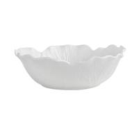 LPATEBCVU Ciotola Per Frutta Flower Ceramic Bowl Pure White Creative Cabbage Relief Tableware Fruit and Vegetable Salad(9 inch-bowl)