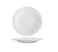 LPATEBCVU Ciotola Per Frutta Flower Ceramic Bowl Pure White Creative Cabbage Relief Tableware Fruit and Vegetable Salad(10.25-inch flat disc)