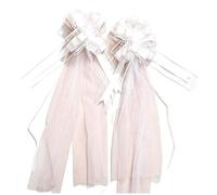 LPATEBCVU Fiocco Auto Matrimonio 10-20 pz Bianco da Sposa Pew Archi con Lunghe Code in Tulle for La Chiesa Sedia Corridoio Decor Festa di Fidanzamento Decorazione Auto Nozze(20pcs)